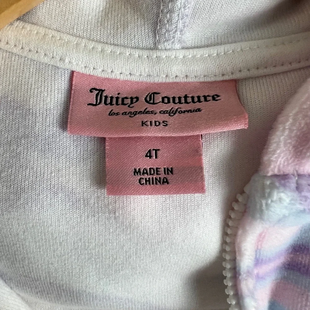 Juicy Couture Kids Girls 4T‎ Marble Swirl Fleece Tracksuit Set Hoodie Pastel